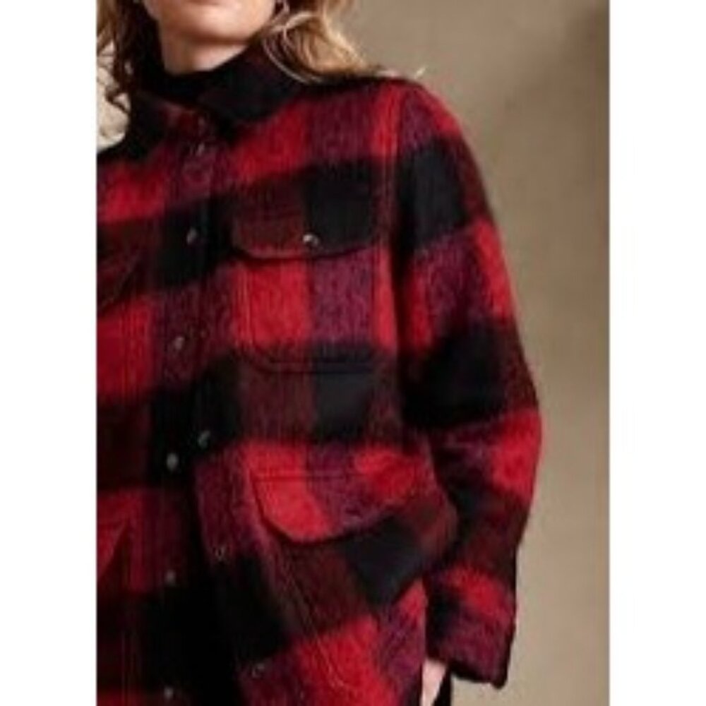 NWT Banana Republic Verbier Shirt Jacket Women's Size XL Buffalo Plaid $330  Ret